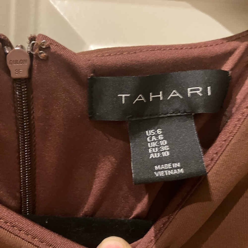 Tahari Chocolate Brown Midi Dress - Picture 3 of 6